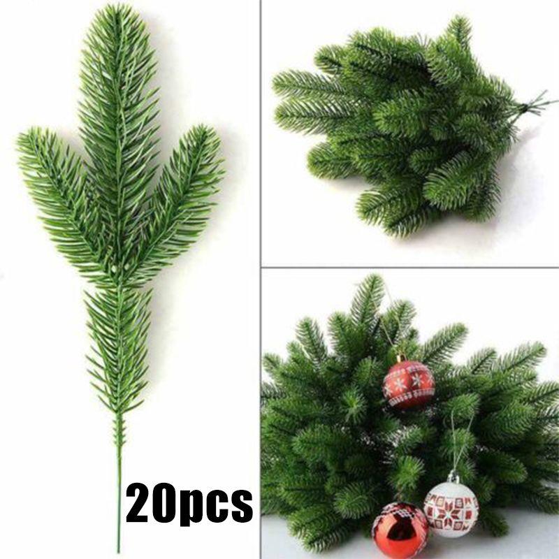 Plants 20pcs Artificial Pine Branch Christmas Garland Diy Xmas Party Decorations
