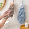 Fast Drying Hand Towel for Kitchen, Soft Absorbent Quick Dry Towel with Hanging String, Plush Chenille Dishcloth for Bathroom Decor