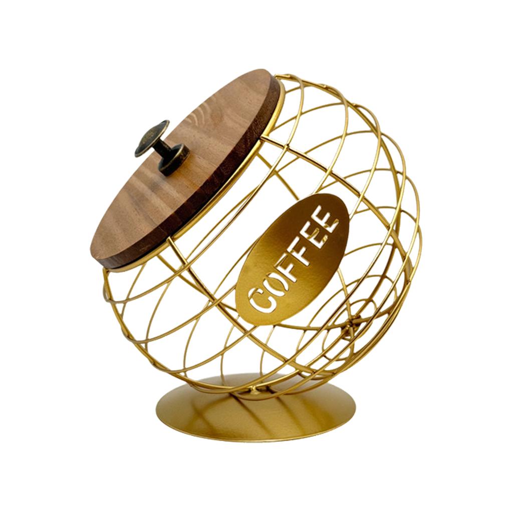 Iron Art Fruit Storage Basket Large Capacity Coffee Capsules Organizer Espresso Pods Dispenser for Kitchen Countertop