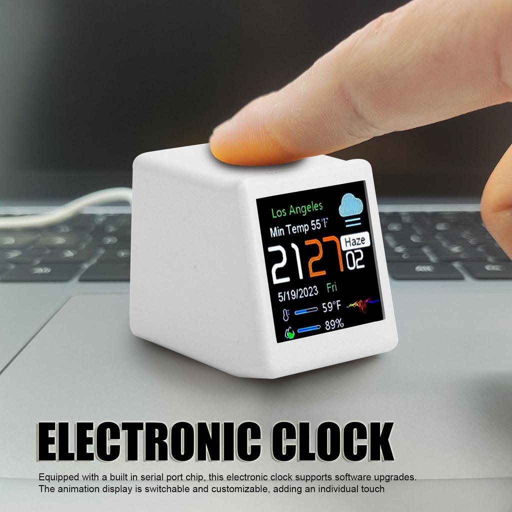 Desktop Electronic Clock LCD Display Calendar Temperature Weather Forecast Station Support WiFi Networking Electronic Clock
