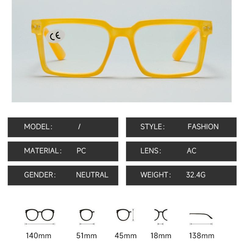 Trendige Unisex Retro Große Quadratische Rahmen Lesebrille Anti Blaulicht Hohe Definition Komfort Lesebrille +1,0 Bis +4,0