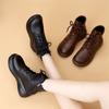 Retro Warm Soft Leather Martin Boots Women's Autumn and Winter New Fashion Muffin Thick-soled Versatile Short Boots