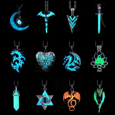 Fashion Necklace Glowing Night Fluorescence Antique Vintage Glow In The Dark for Men Women Gift Party Halloween Day Club