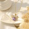 Versatile Titanium Steel Heart & Butterfly Rhinestone Necklace - Women's High-End Jewelry Accessory