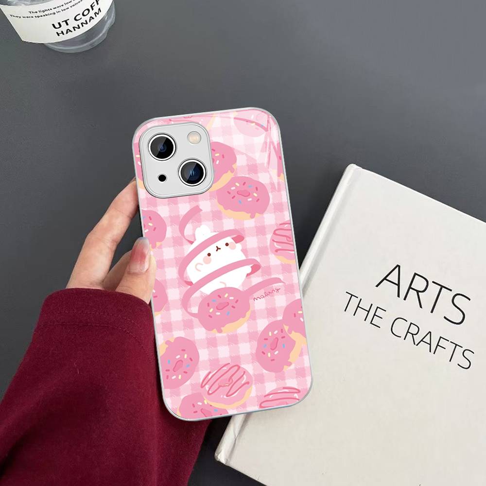 Kawaii Cute Rabbit M-MolangS Anime For IPhone 14 13 12 Mini 11 Pro XS Max X XR 14 Plus Tempered Glass Cover