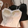 Weißer Hosenträger-Westen Damen Sommer Unterhemd mit Brustpolster Spinnennetz Schöner Rücken BH Integriert Süßes Spice Girl Bustier