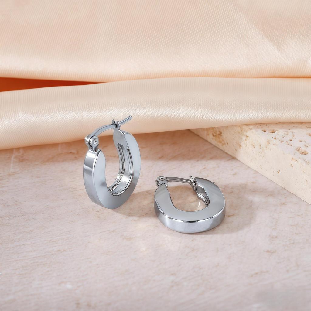 Titanium Steel Light Luxury Colorfast Hoop Earrings with High-End Feel