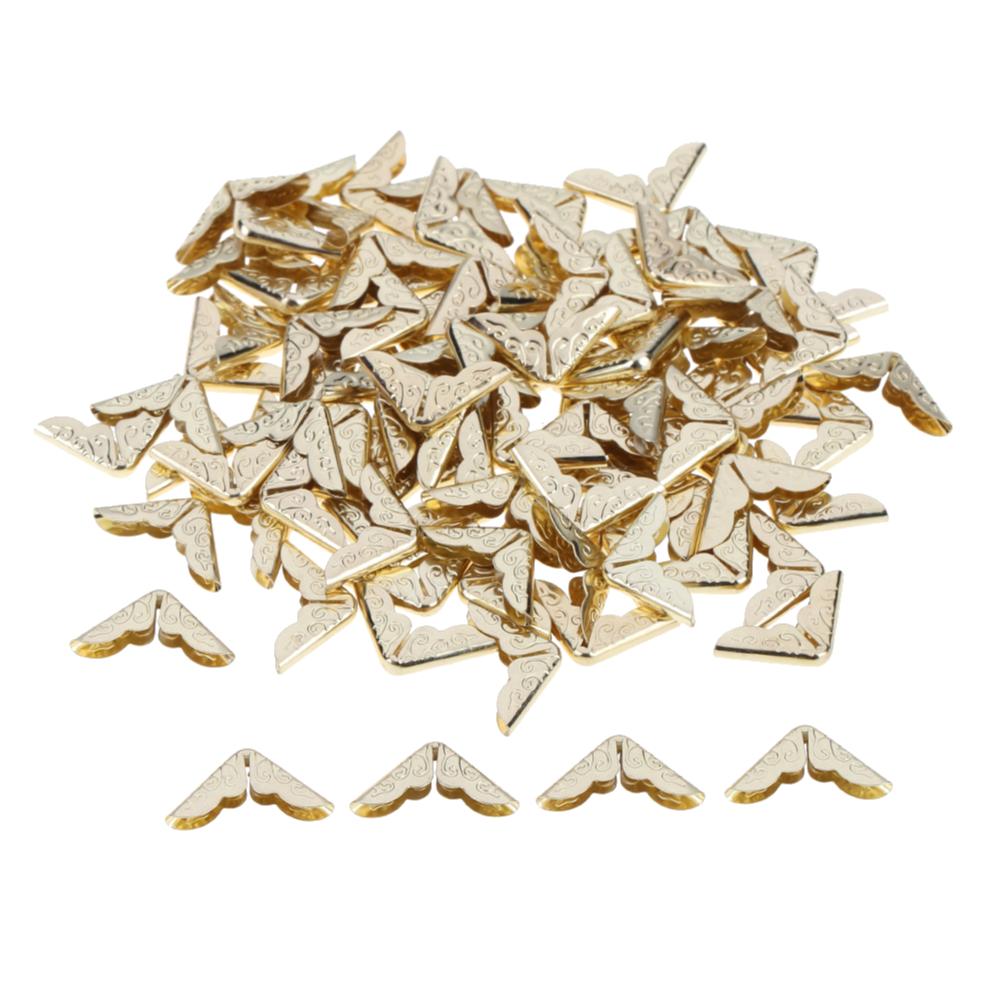 100-300Pcs Metal Book Corner Protector Vintage Scrapbook Notebook Menus Photo Album Corner Protector Golden Silver Bronze Decor