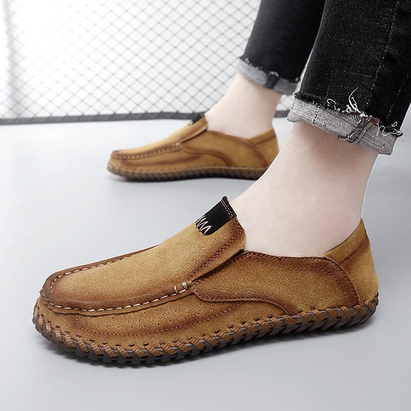 Fashion New Male Non-slip Loafers Fashion Male Slip on Walking Shoes Breathable Men's Business Shoes Men Shoe Casual Leather Mens Flats