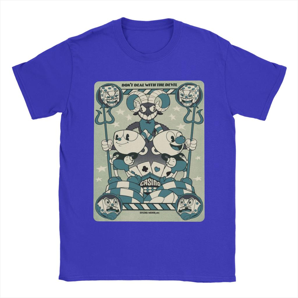 Men TShirt Cuphead Playing Card Vintage 100 Cotton Tees Short Sleeve  T Shirt O Neck Clothes 6XL