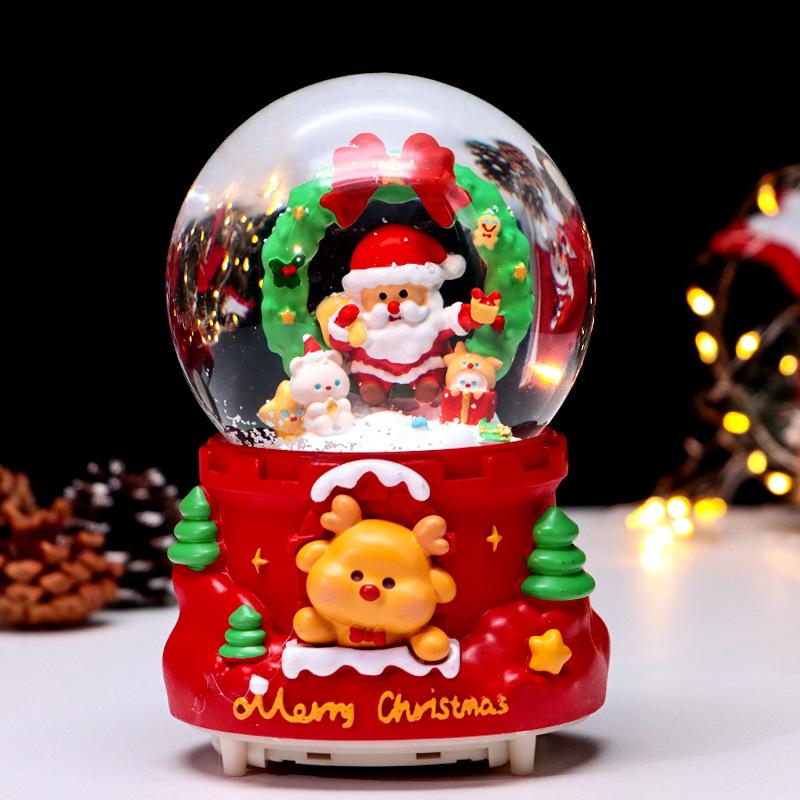Children's Christmas Decorations: Crystal Ball Music Box Ornament for Tabletop