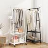 Mobile Floor-Standing Triangle Coat Rack with Wheels and Multi-Layer Storage for Clothes and Drying