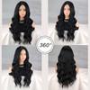 MISS WIG Long Black Wavy Wig for Women Middle Part Curly Wavy Wig Natural Looking Synthetic Heat Resistant Fiber Wig for Daily Party Use
