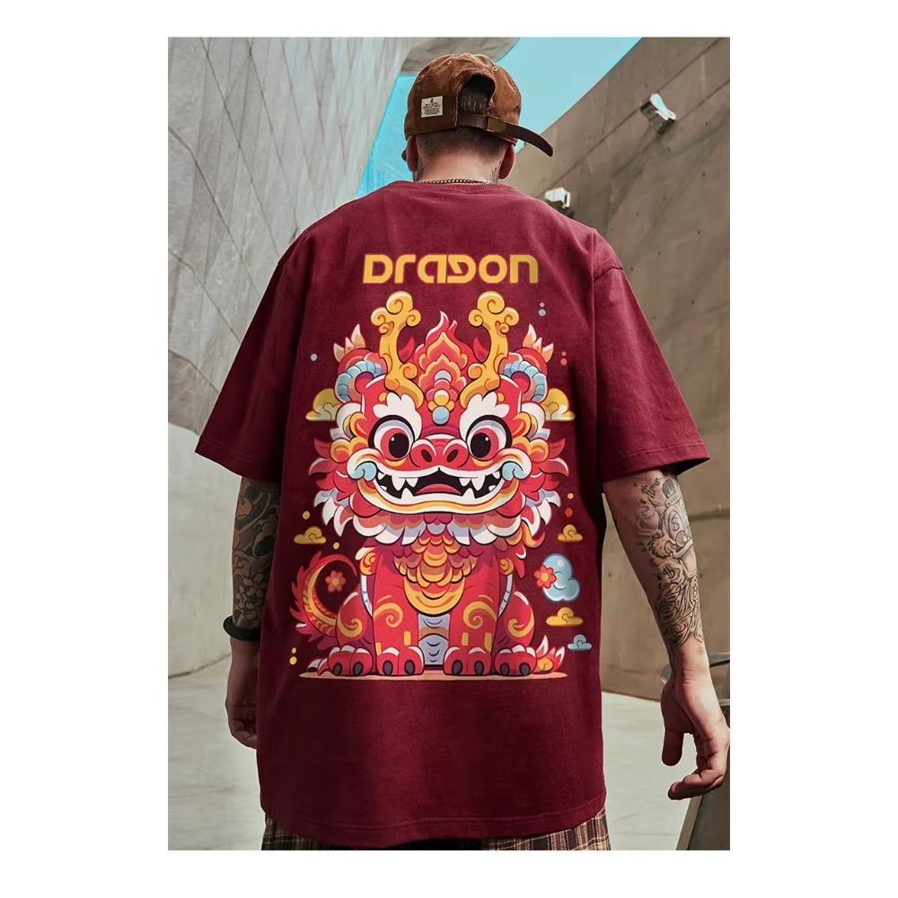 Summer Anime Dragon Graphic Print T-Shirts For Men Breathable Hip Hop T Shirts 2025 Oversized Clothing Y2K O-Neck Tees