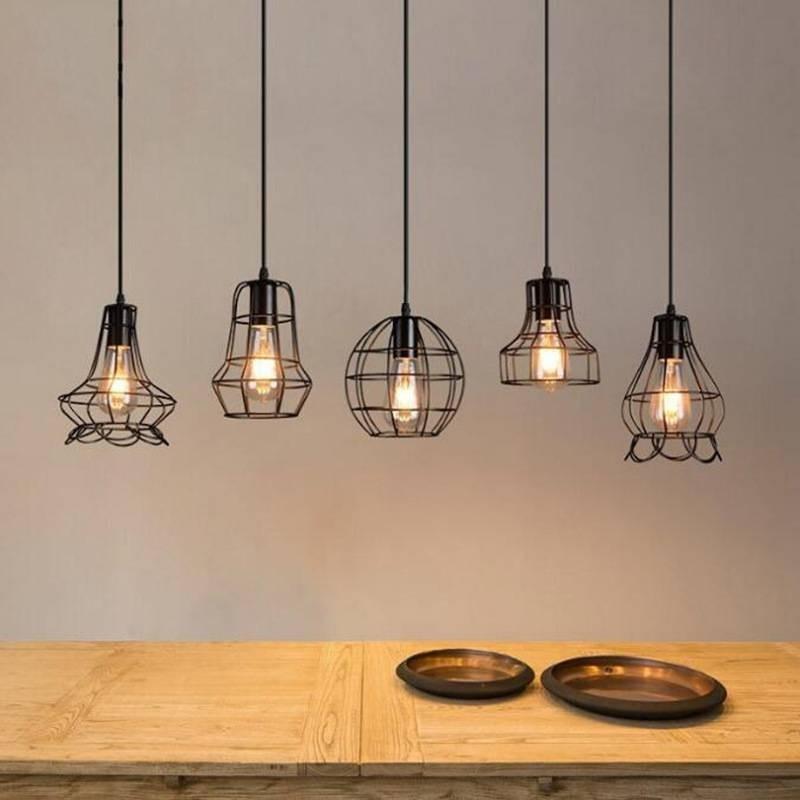 Chandelier Simple Fashion Retro Indoor Industrial Wind Bar Small Iron Lamps Cage