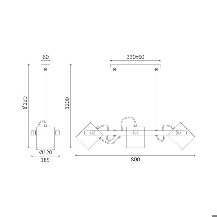 Dekorative Hängeleuchte - BRAYTRON - BV02-00011 - 3xE27 - 23W - Schwarz & Getränk