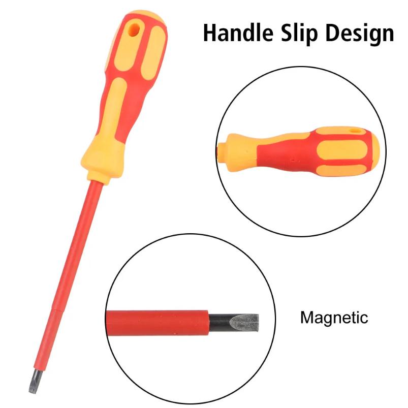 Multifunctional Magnetic Insulated Screwdriver Set - Phillips/Slotted Bits, Professional Hand Tools For Electricians