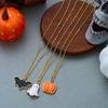 Metal Pumpkin Pendant Ring Enamel Halloween Jewelry Set Simple Ghost Pendant Jewelry  Girl