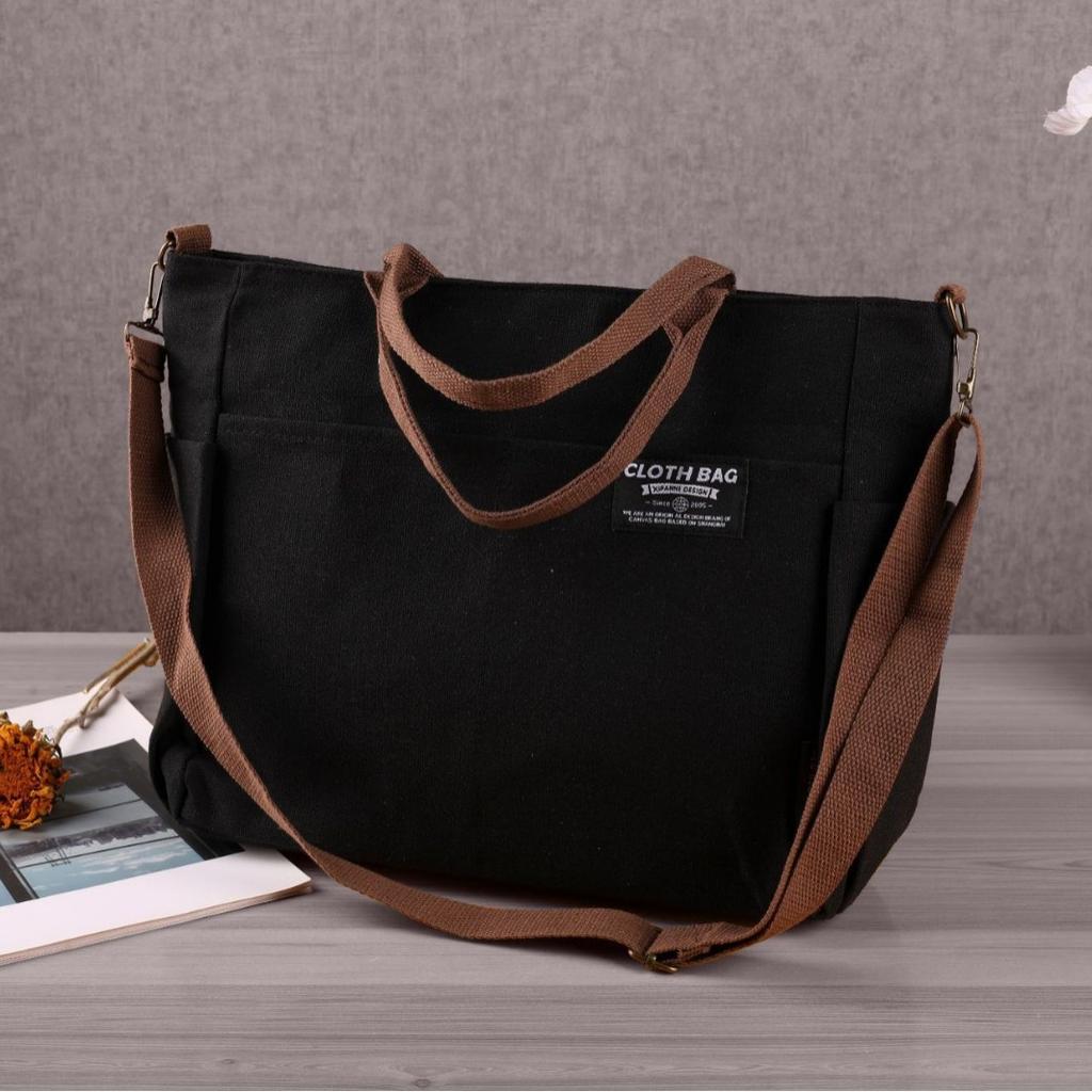 Thickened Multi Pocket Homemade Artistic Tote Canvas Student Computer Minimally Handheld Single Shoulder Crossbody Bag Customized
