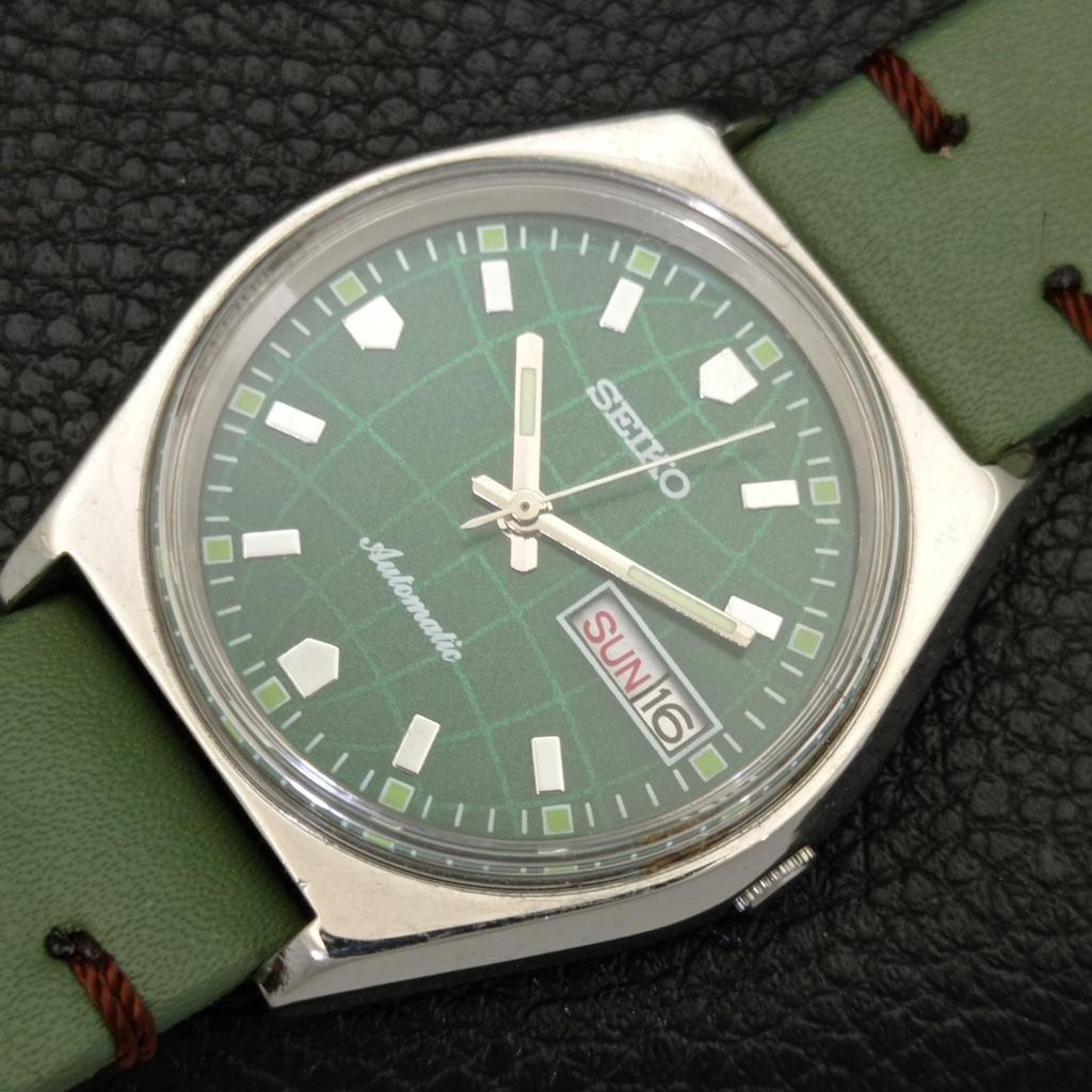 SEIKO AUTOMATIC 6309A JAPAN MENS VINTAGE GREEN COLOR DIAL WATCH a701448-5 R206b-a701448