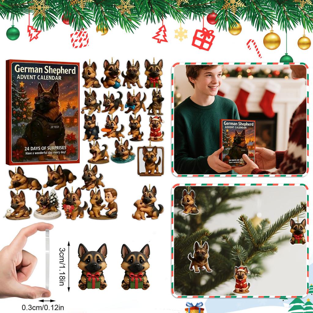 Deutscher Hunde-Adventskalender Tage - Acryl-Countdown-Kalender mit Boxen für Hundeliebhaber