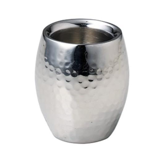 

Yamako Stainless Steel Hammered Double-Layered Sake Cup, Barrel Shape, 29082