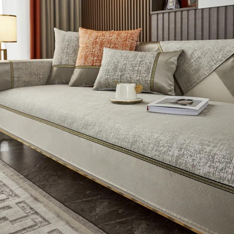 Light Luxury High Precision Jacquard Platinum Sofa Cushion Four Seasons Universal Living Room Anti Slip Sofa Cover