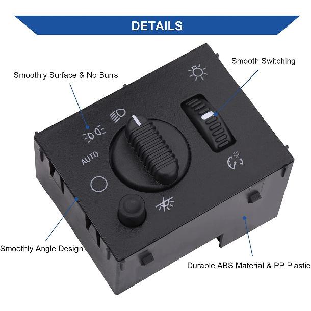 Obaee Headlight Dimmer Headlamp Control Switch & Fog Lamp Switch Compatible With Chevy Chevrolet Silverado Suburban Tahoe Avalanche GMC Sierra Yukon