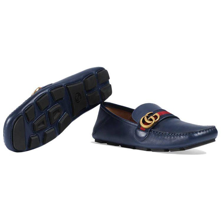 Gucci Horsebit Double G Loafers Men's Blue 450891 DTM10 4062