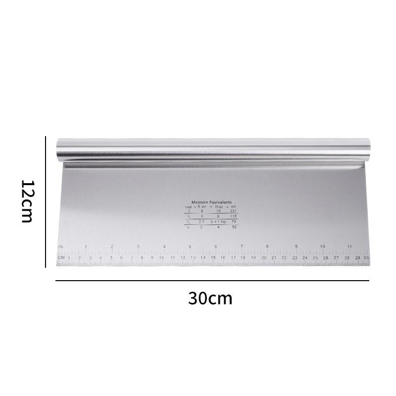 Stainless Steel Cake Scraper & Dough Cutter with Measuring Scale, DIY Dough Pastry Spatulas, Bread Baking Accessories