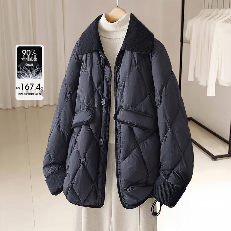 

Sibaishe Women s 90% Down Mid-Length Lapel Puffer Jacket M