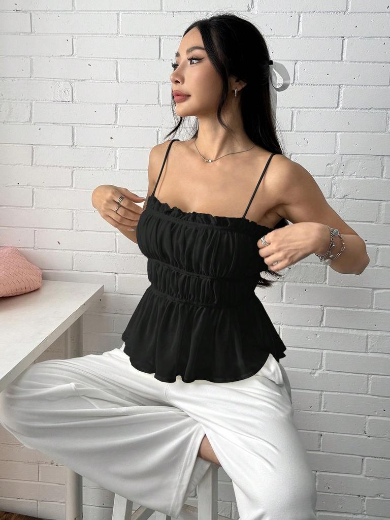 Summer Dress Set Vacation Style Slim Fit Sexy Crop Top with Ruffles High Waist