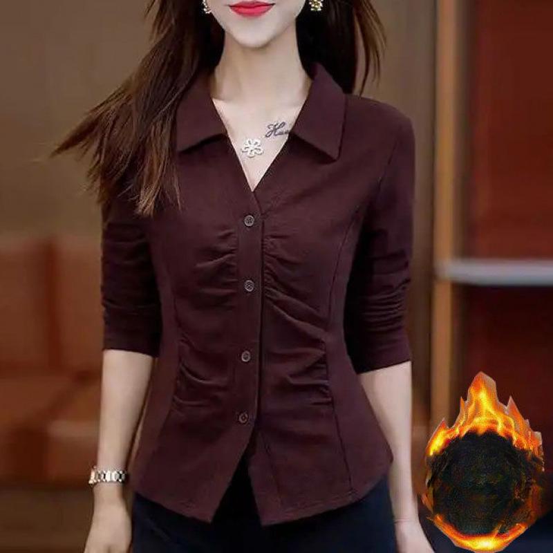 Autumn and Winter New Design Long-sleeved Shirt To Cover The Stomach, Slim-fitting and Thin Top