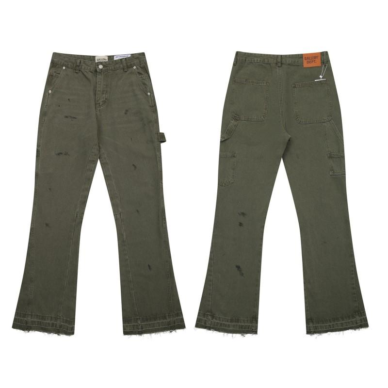 Mens High Street Graffiti Jeans Vintage Washed Slightly Flared Long Pants