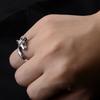 Adjustable Open Ring Men Women Vintage Goat Head Design Sterling Geometric Statement Jewelry