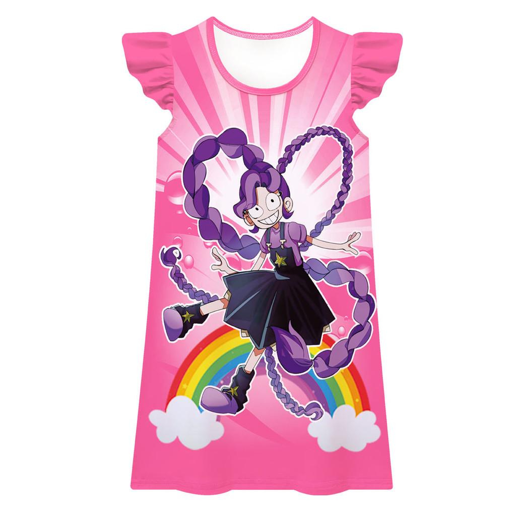 83061 Kids Girls Lily Lovebraids Bobi Printed Cartoon Ruffle Dress 100cm