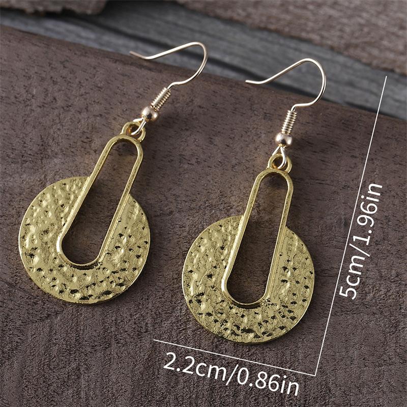 Western Style Tribal Long Round Retro Exaggerated Fashion Texture Combination Earrings