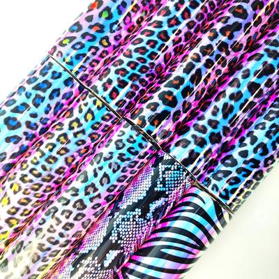 Laser Blue Light Symphony Leopard Print PVC Mirror PU Leather Material, Decorative Luggage Shoe Material Handbag Fabric