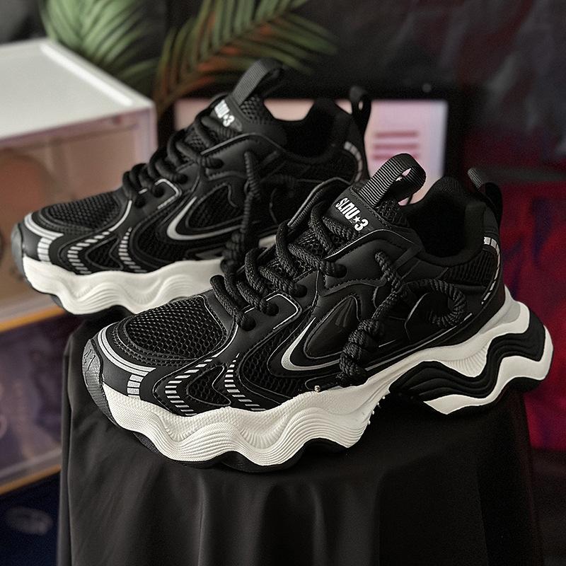 

Мужской Модный Бренд 2025 Весна Стильные Дышащие Повседневные Спортивные Кроссовки, Увеличивающие Рост 39 чёрный/белый