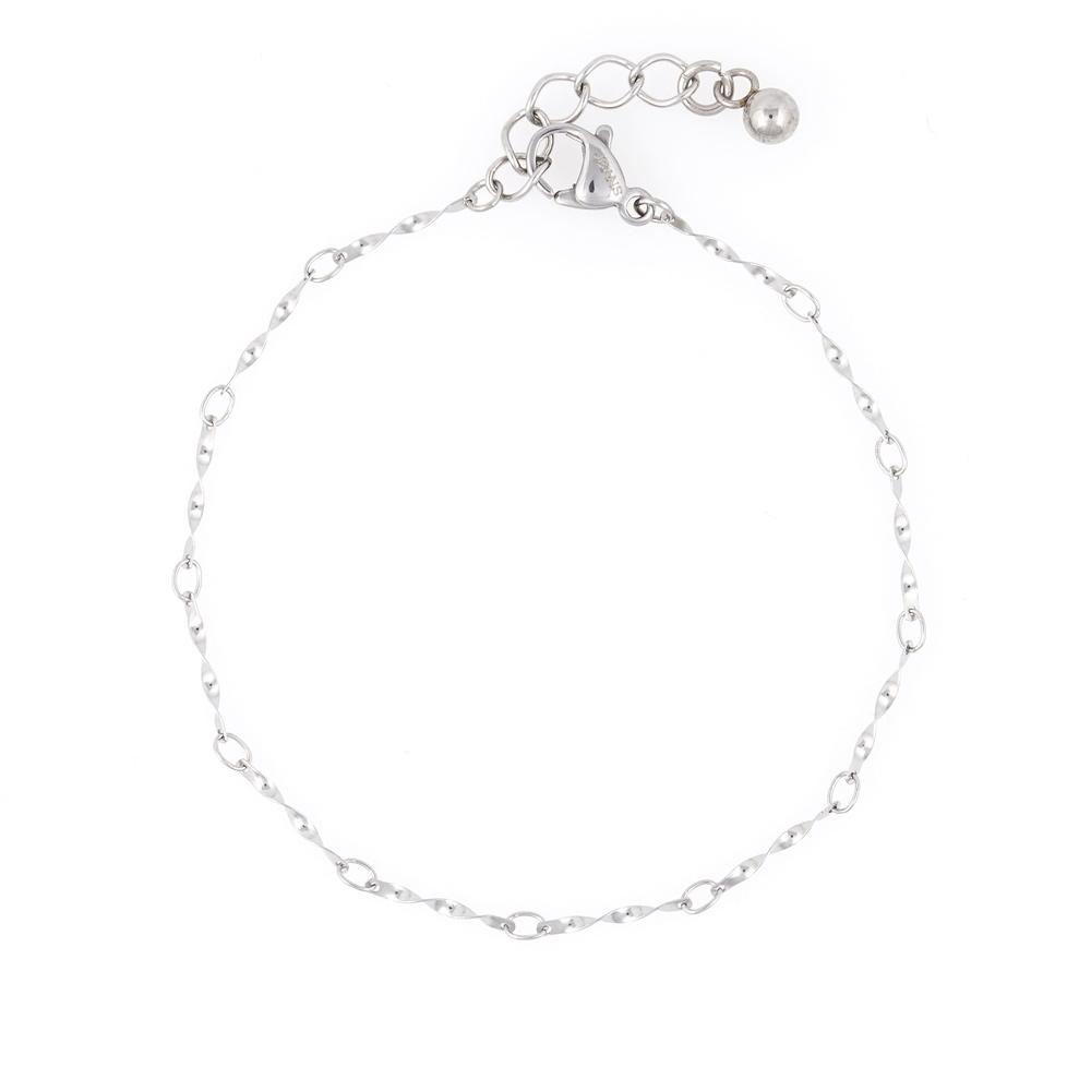 Jbans Classic Sweet Twist Slim Surgical Steel Chain Bracelet (C2401Ac1103_Sv)