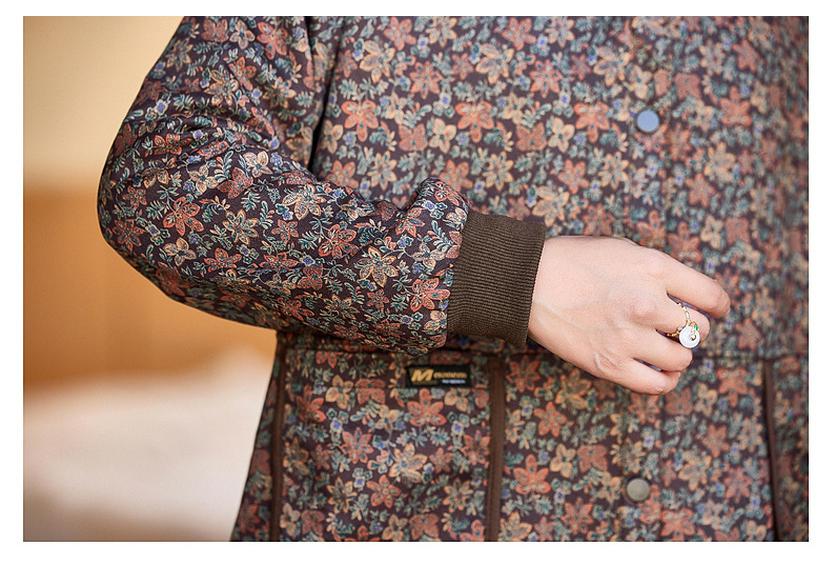 Autumn 2026 Floral Print Loose Coat for Middle-Aged and Elderly Women