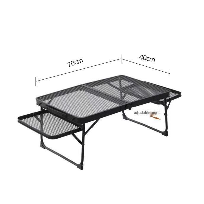 Portable Adjustable Aluminum Camping Table with Folding Iron Mesh