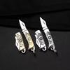 New Mini Brass Knife Keychain Stainless Steel Pendant Cleaver Blade Cutter Outdoor Tool Portable Pocket Folding Knife Open Box