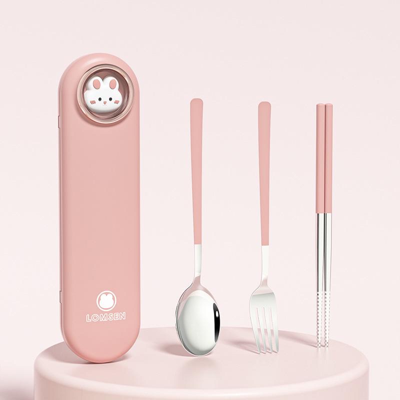 Przenośny zestaw sztućców: Pałeczki i łyżka z pudełkiem do przechowywania dla studentów i do pracy