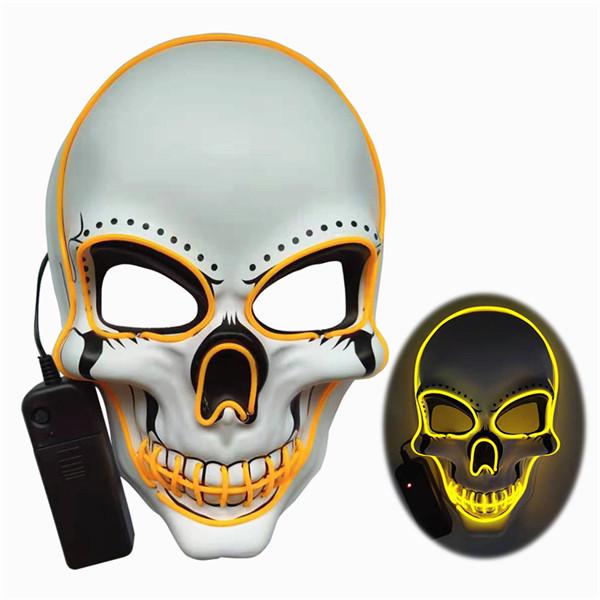 Halloween Skeleton LED Mask Glow Scary EL-Wire Mask Light Up Cosplay ...