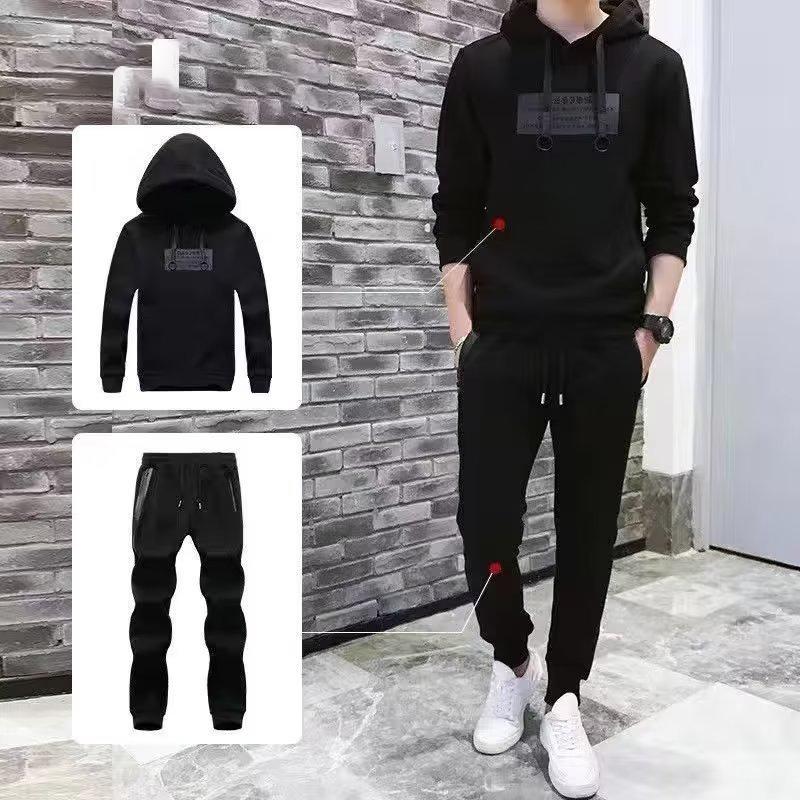 Autumn and Spring Sports Suit Men's Three-piece Suit Hooded Sweater Plus Velvet Clothes Vest Jacket Pants Sports Suit Men's Suit