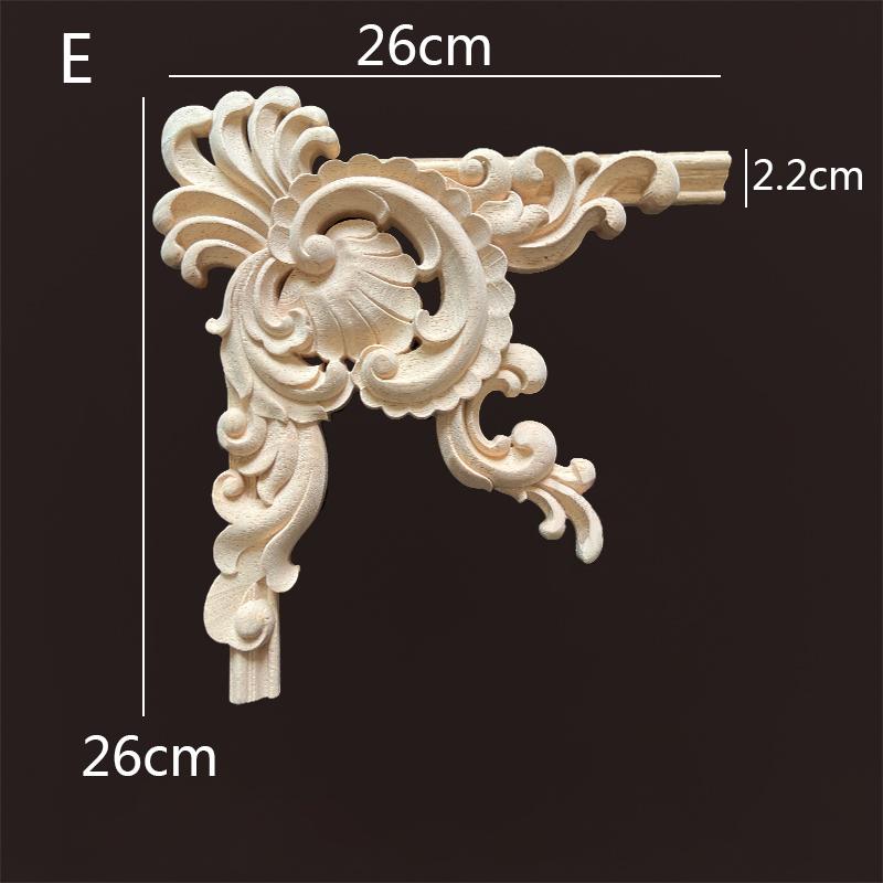 Wood Applique Corner Natural Floral Wood Carved Figurine Craft Home Decoration Accessories Background Wall Decoration Decal