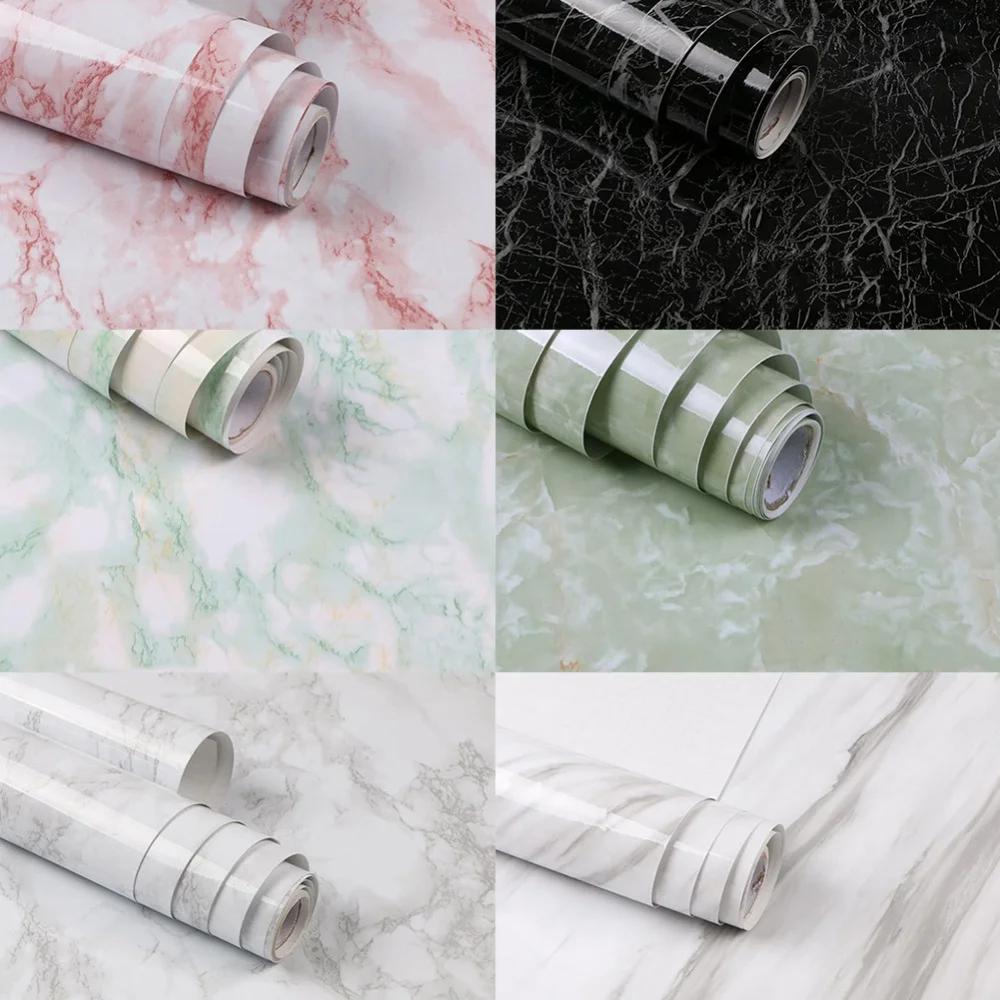 60*100CM Vinyl Marble Wall Stickers Self Adhesive Waterproof Continuous Wallpaper Contact Paper for Kitchen Decoration Sticker
