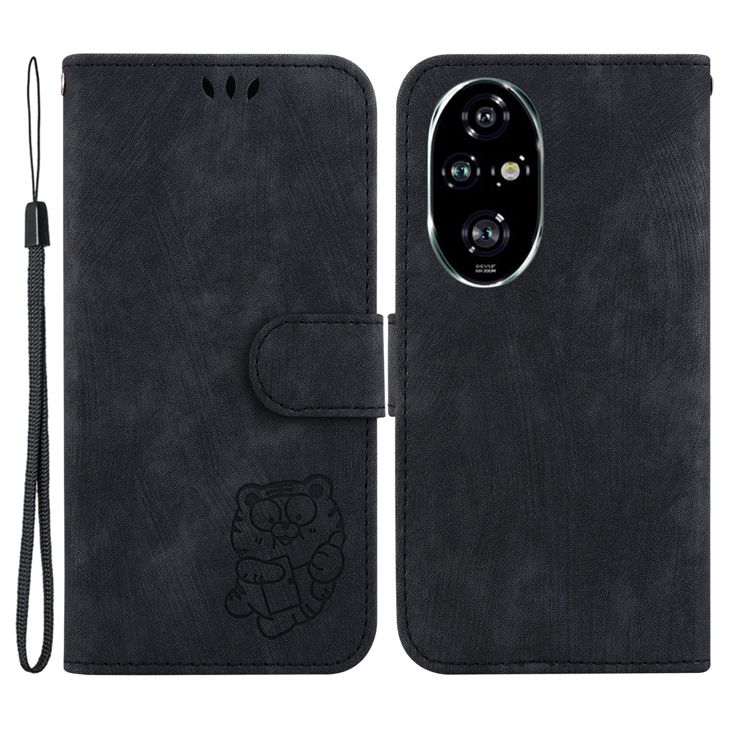 

For Honor 200 Pro 5G Wallet Case Cute Tiger Imprint Leather Phone Cover Black