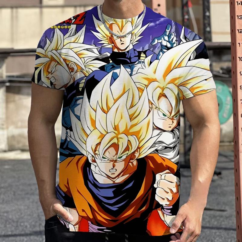 2026 Summer Dragon Ball Retro Fitness T-shirt Men's Oversized 3D Printed Short-sleeved Family Unisex Children's Sports Shirt